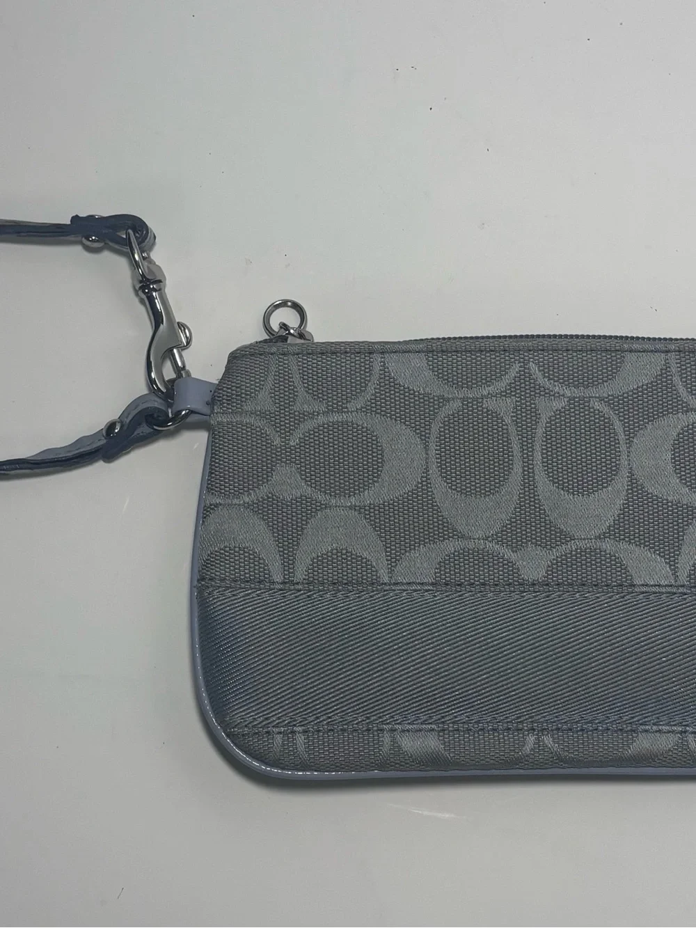 Coach Light Blue Signature Wristlet with Detachable Strap